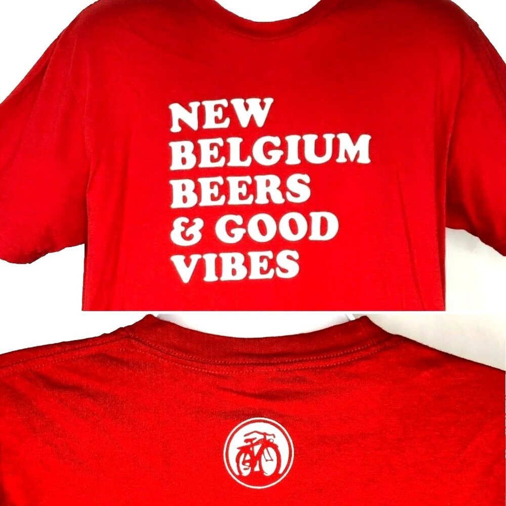 New Belgium Brewing Beers Good Vibes Retro T-Shirt sz XL Felt Lettering Fat Tire